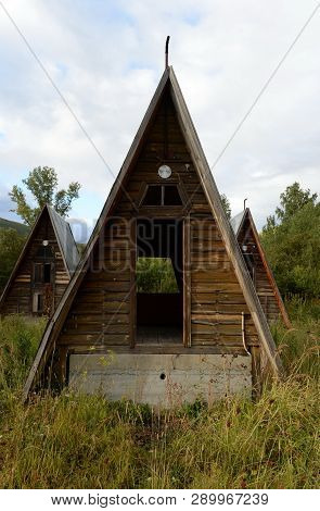 Altai Region, Russia - September 3, 2018: Abandoned Tourist Complex 