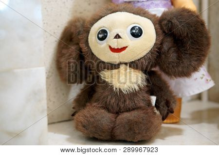 Old Toy - Plush Cheburashka. Vintage Russian Artifact. Subject From The Past.