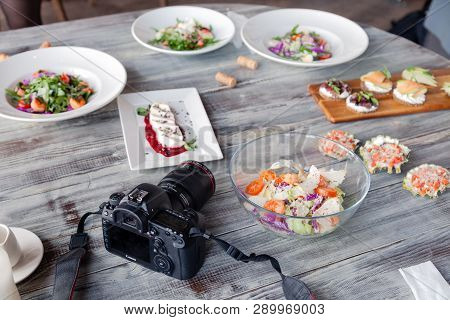 Russia Kemerovo 2019-03-10 Professional Camera Canon 5D Mark Iv And Many Different Dishes, Fish, Sal