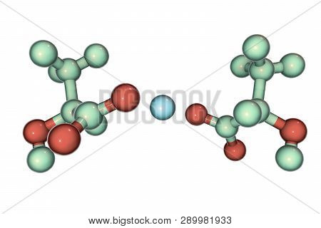 Calcium Lactate Molecule, 3d Illustration, It Is Used In Food Industry As Food Additive E327 And As 