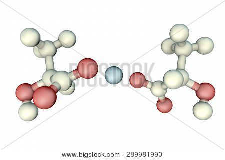 Calcium Lactate Molecule, 3d Illustration, It Is Used In Food Industry As Food Additive E327 And As 