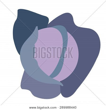 Cabbage Purple Flat Simple Illustration. Kitchen Cooking - Vegetables And Fruits Series.