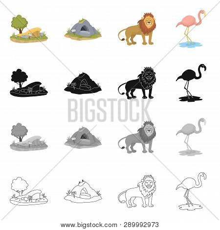 Vector Illustration Of Nature  And Fun  Logo. Set Of Nature  And Entertainment Vector Icon For Stock
