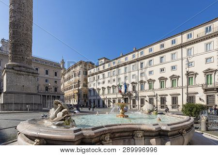Rome, Italy - March 03, 2019: View Of Palazzo Chigi, Headquarters Of The Government Of The Italian R