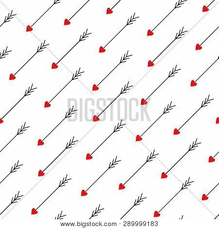 Love Arrows Diagonal Seamless Pattern. Arrows Of Eros (amour, Cupid). Vector Illustration.