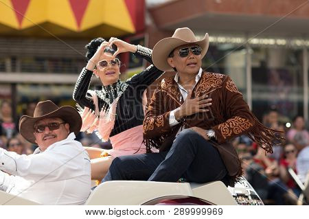 Brownsville, Texas, USA - February 24, 2018, Grand International Parade is part of the Charro Days Fiesta - Fiestas Mexicanas, A bi-national festival between USA and Mexico.