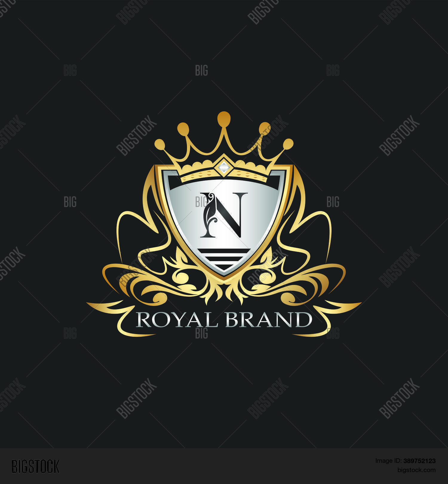N Letter Gold Shield Vector & Photo (Free Trial) | Bigstock