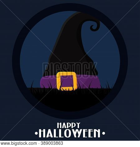 Isolated Witcher Hat Halloween Holiday October Poster- Vector