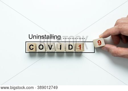 Uninstalling Covid 19 Virus For Concept Of Removing Or Disinfecting Covid-19 Virus