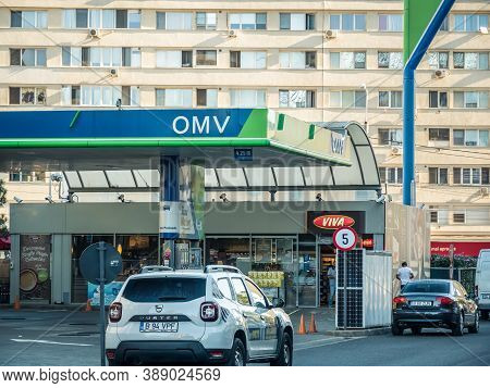 Bucharest/romania - 09.18.2020: Omv Gas Station In Bucharest. Omv Is A Oil And Gas Company Headquart