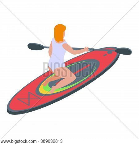 Paddle Surfing Icon. Isometric Of Paddle Surfing Vector Icon For Web Design Isolated On White Backgr