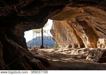 Rock Cave With The Name Kuhstall In Saxon Switzerland. Germany