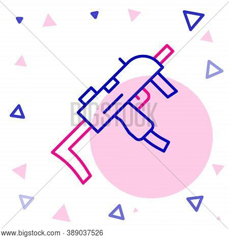 Line Mp9 Submachine Gun Icon Isolated On White Background. Automatic Weapon. Colorful Outline Concep