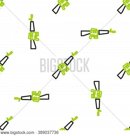 Line M16a1 Rifle Icon Isolated Seamless Pattern On White Background. Us Army M16 Rifle. Vector