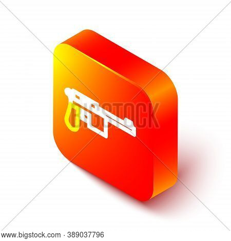 Isometric Line Mauser Gun Icon Isolated On White Background. Mauser C96 Is A Semi-automatic Pistol. 