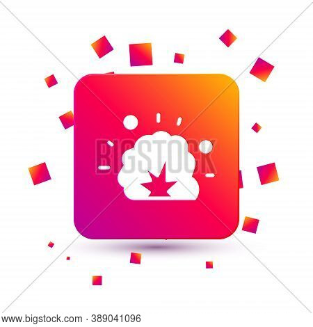 White Bomb Explosion With Shrapnel And Fireball Icon Isolated On White Background. Square Color Butt