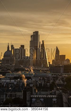Stunning Beautiful Landscape Cityscape Skyline Image Of London In England During Colorful Autumn Sun