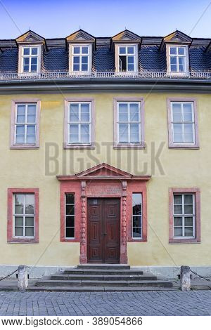 Front Facade Of The Historic Goethe House In Weimar, Germany