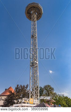Weimar, Germany - September 22, 2020: Skybar Cafe Rising High Above The Historic Center Of Weimar, G