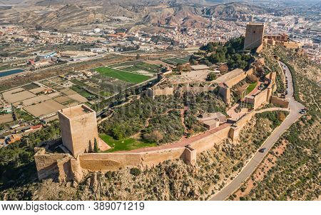 Aerial View Of Castle Of Lorca. In Spanish Castillo De Lorca