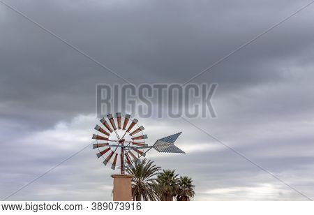 Typical Majorcan Windmill Restored And In Good Condition. Mallorca Island, Spain