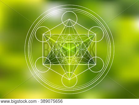 Metatrons Cube, Flower Of Life, Merkaba Sacred Geometry Spiritual New Age Futuristic Vector Illustra