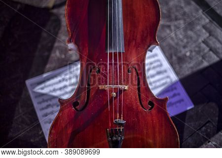 Cellos And Violas At Rest Before The Concert.