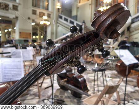 Cellos And Violas At Rest Before The Concert.