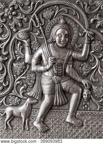 Detail Of Silver Door At Karni Mata Temple In Deshnoke Near Bikaner, Rajasthan State Of India. It Is