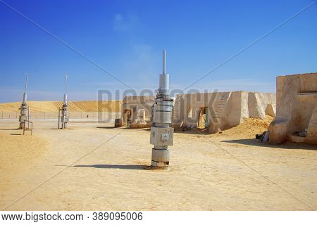 Decorations Of Movie Star Wars Episode First In Sahara Desert, Nefta, Tunisia 14 October 2018