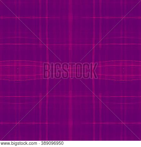 Purple Abstract Check Pattern. Watercolour Plaid Textile. Wool Squares For Man Print. Seamless Check