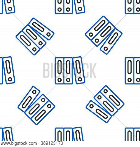 Line Office Folders With Papers And Documents Icon Isolated Seamless Pattern On White Background. Of