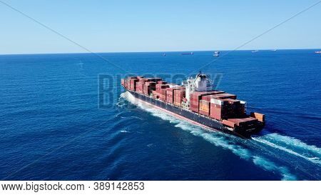 Haifa, Israel - October 1, 2020: Ulcv Fully Loaded With Freight Container.