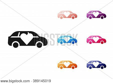 Black Luxury Limousine Car Icon Isolated On White Background. For World Premiere Celebrities And Gue