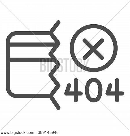 Credit Card And Communication Error Line Icon, Payment Problem Concept, Payment Failure Sign On Whit