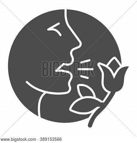 Person With Flower Allergic To Pollen Solid Icon, Allergy Concept, Allergy To Flowers And Plants Sig