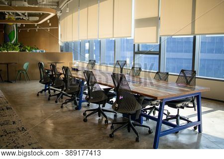 Bangkok, Thailand - June 2020 : Area Of True Digital Park Co-working Space On Social Distancing With