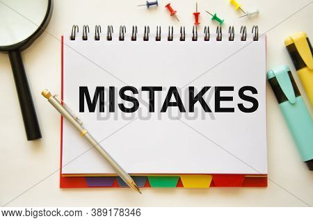 The Word Error Is Written On A White Piece Of Paper. Mistakes In Business And Education. Erroneous C