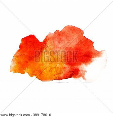 Red Splash Watercolor. Abstract Hand Drawn Illustration. Red Blot