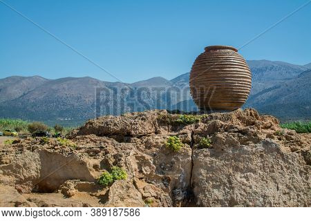 Sea Coast And Beach With Rocks, Rocky Coastline, Blue Sea,greek Vase