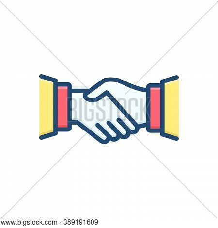 Color Illustration Icon For Handshake Partnership Collaboration Complicity Copartnership Teamwork Ag