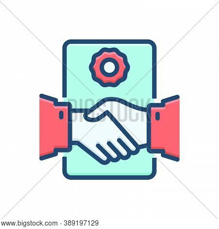 Color Illustration Icon For Deal-agreement Handshake Partnership Collaboration Complicity Copartners