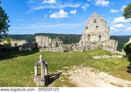 Hohenurach Castle In Old Town Of Bad Urach, Germany. Ruins Of This Medieval Castle Is Landmark Of Ba