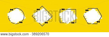 Set Of Quote In Black Frame With Quotation Marks And Yellow Background. Grunge Design Elements For T
