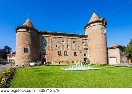 Medieval Castle In Morges. Morges Is A Town On The Shores Of Lake Geneva In The Canton Of Vaud In Sw