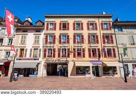 Morges, Switzerland - July 19, 2019: Morges Is A Town On The Shores Of Lake Geneva In The Canton Of 