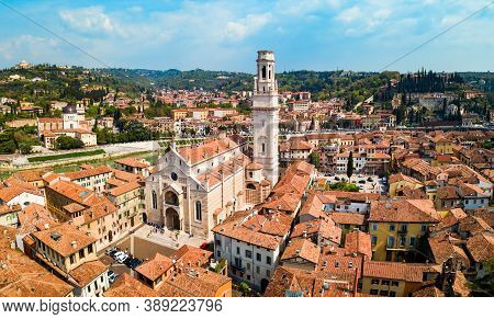 Verona Cathedral Aerial Panoramic View In Verona, Veneto Region In Italy