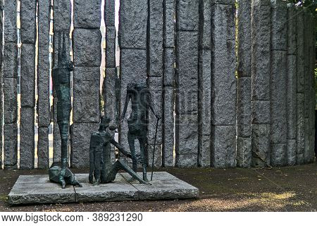 Dublin, Ireland - September 27, 2020: Edward Delaney's Famine Memorial At St Stephen's Green Park In