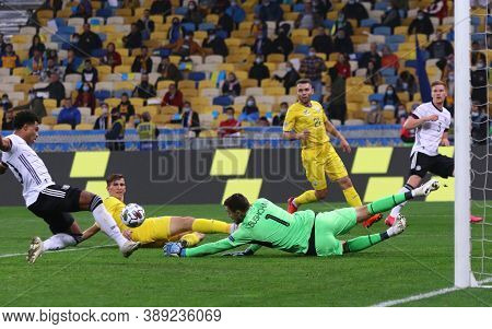 Kyiv, Ukraine - October 10, 2020: Goalkeeper Georgiy Bushchan Of Ukraine In Action During The Uefa N