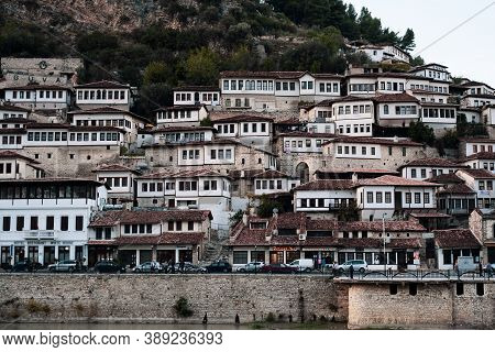 Berat, Albania. October 2020. Old Town Berati, Windows In Berat - Also Called City Of A Thousand Win